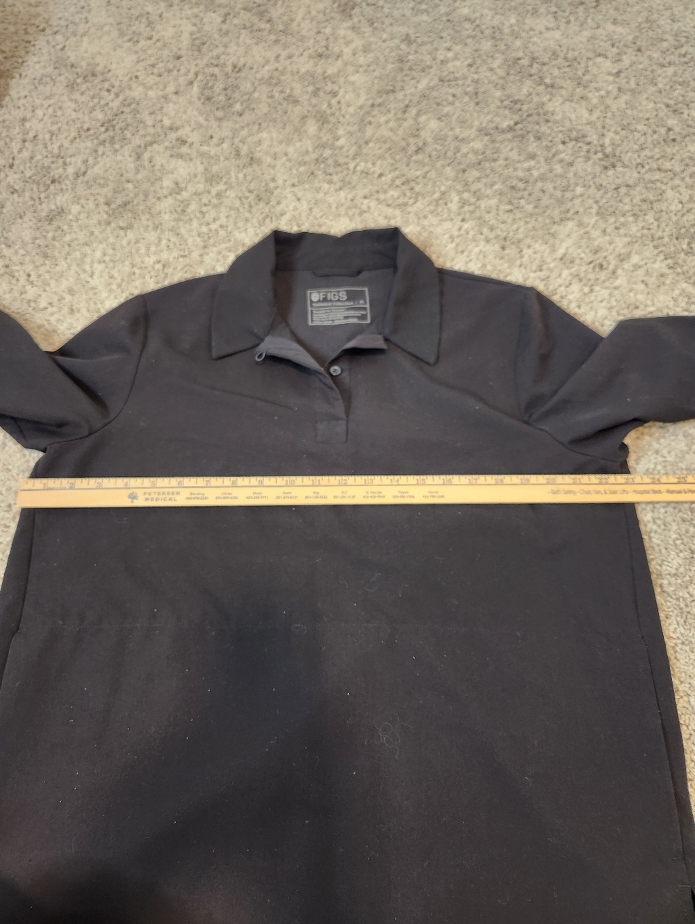 Figs Nala Scrub Polo Long Sleeve Black Technical collection Size XL - Picture 7 of 7